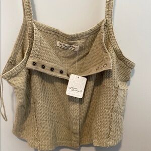 Free People Tan Waffle Knit Women's Top